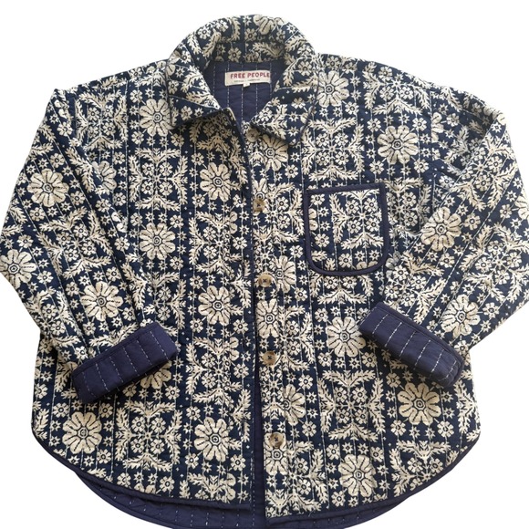 Free People Quilted Floral Alexie Jacket Womens Med Free People cottagecore Boho - Picture 3 of 11